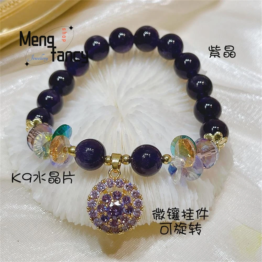 Rotating Amethyst Bracelet Female New Micro Inset Super Flash Crystal Ins Style Fashion Temperament Exquisite Luxury Jewelry