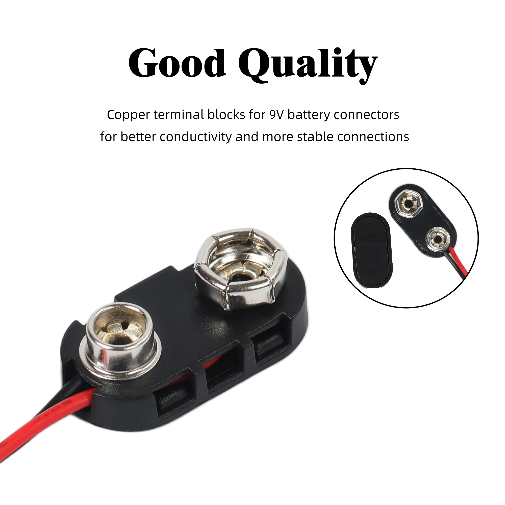 5 قطعة I-نوع 9 فولت موصل البطارية 9 فولت مشبك بطارية 9 فولت مشبك بطارية موصل مع سلك وإبزيم صلب البلاستيك الإسكان