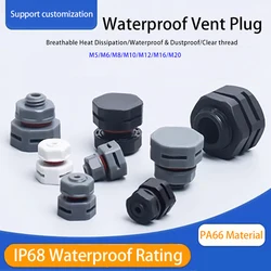 10pcs Waterproof Vent Plug Screw Automatic Exhaust Breather Valve M5 M6M8M12 M16M20 IP68 Nylon Breathable Valve Pressure Balance