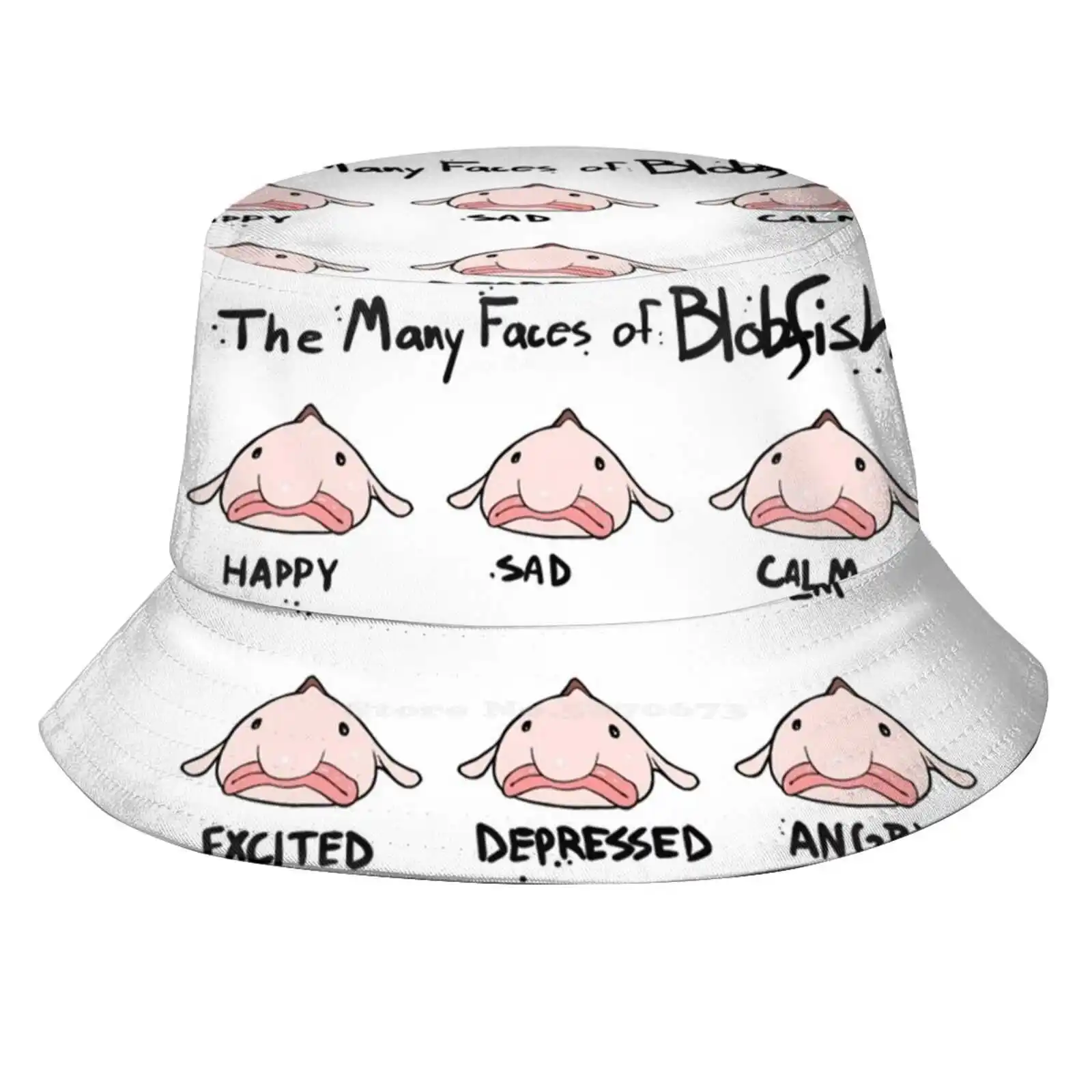 The Many Faces Of Blobfish Bucket Hat Beach Tourism Hats Breathable Sun Cap Blobfish Evolution