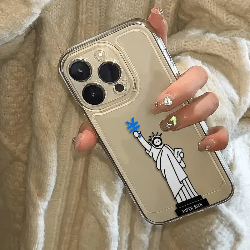 مضحك نمط المال بسيط قضية الهاتف آيفون 16 15 14 13 12 11 برو ماكس 16e MINI XR XS ماكس 7 8 زائد Y2K للصدمات غطاء ناعم