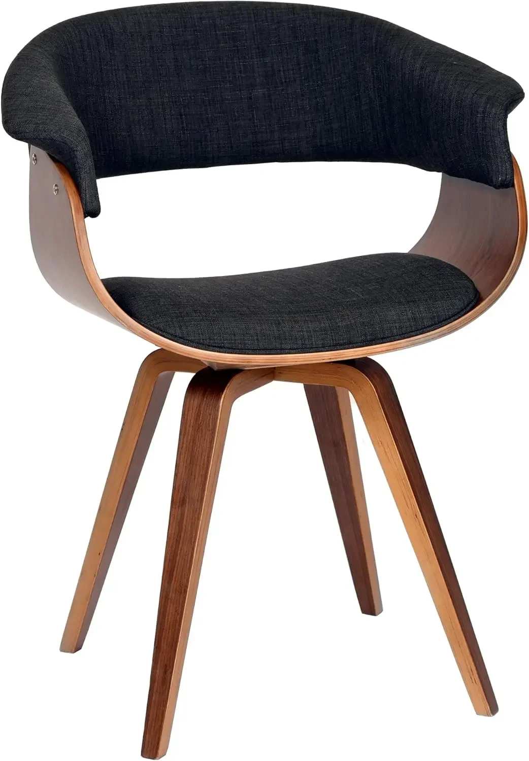 

Summer Mid Century Modern Dining Accent Chair for Table Kitchen Desk Vanity in Charcoal Fabric and Walnut Wood Finish