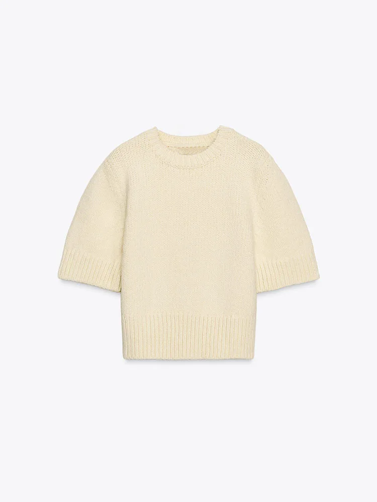 เสื้อสเวตเตอร์ถักไหมพรมทรงกลมแบบสบายๆ รุ่นใหม่สำหรับฤดูหนาว แฟชั่นผู้หญิง เรียบง่าย ใส่ได้หลากหลาย สวมใส่สบาย ทรงเข้ารูป