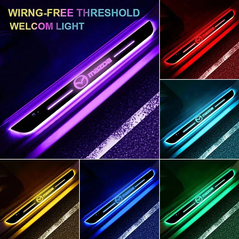 Acrylic LED Car Front Rear Door Sill Light Welcome Pedal Plate Lamp For Mazda 2 3 5 6 Atenza Axela Demio M5 Ms CX3 CX5 CX30 MX5