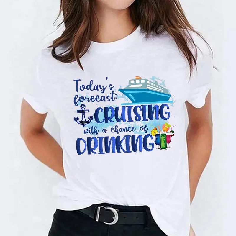 Today'S Forecast Cruising With A Chance Of Drinking Printing T-Shirt Fashion Unisex Short Sleeve Summer Cool Hip Hop Top Tee