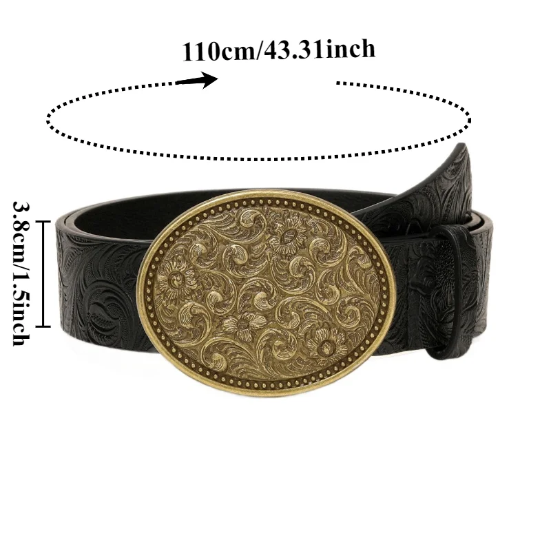 European American Trend: Bohemian-Style Embossed Leather Belt—Niche, Retro, Exquisite Carved Buckle, Unique Women’s Belt