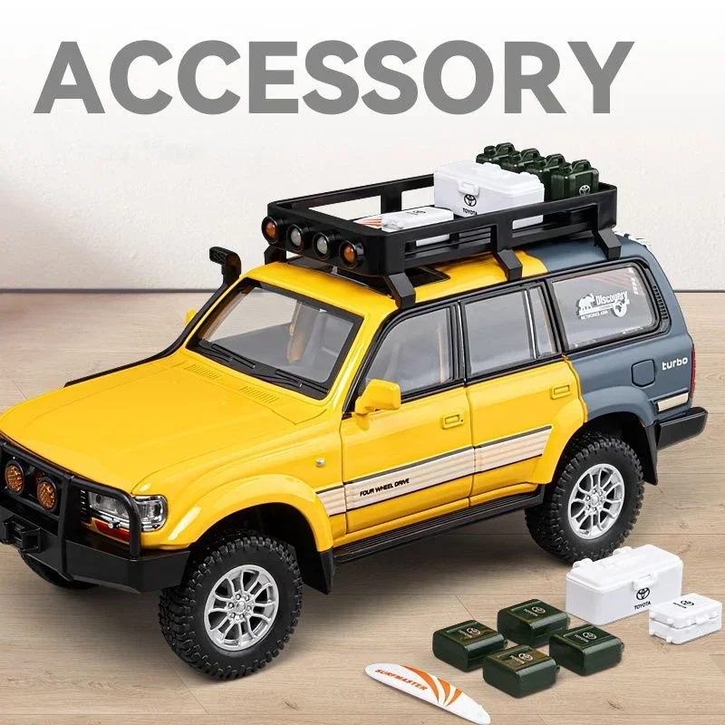 1:24 TOYOTA Land Cruiser LC80 SUV Alloy Miniature Car Diecast Metal Scale Car Model Sound&Light Children Toy Collection Vehicle