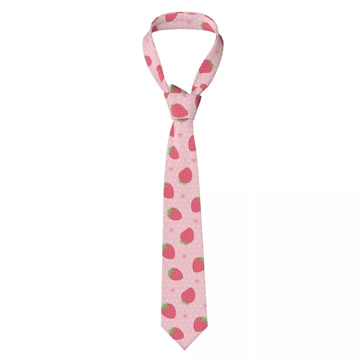 Cute Strawberry And Hearts Pattern Necktie for Men Silk Polyester Slim Neck Ties Party Accessories Tie Classic Gravatas