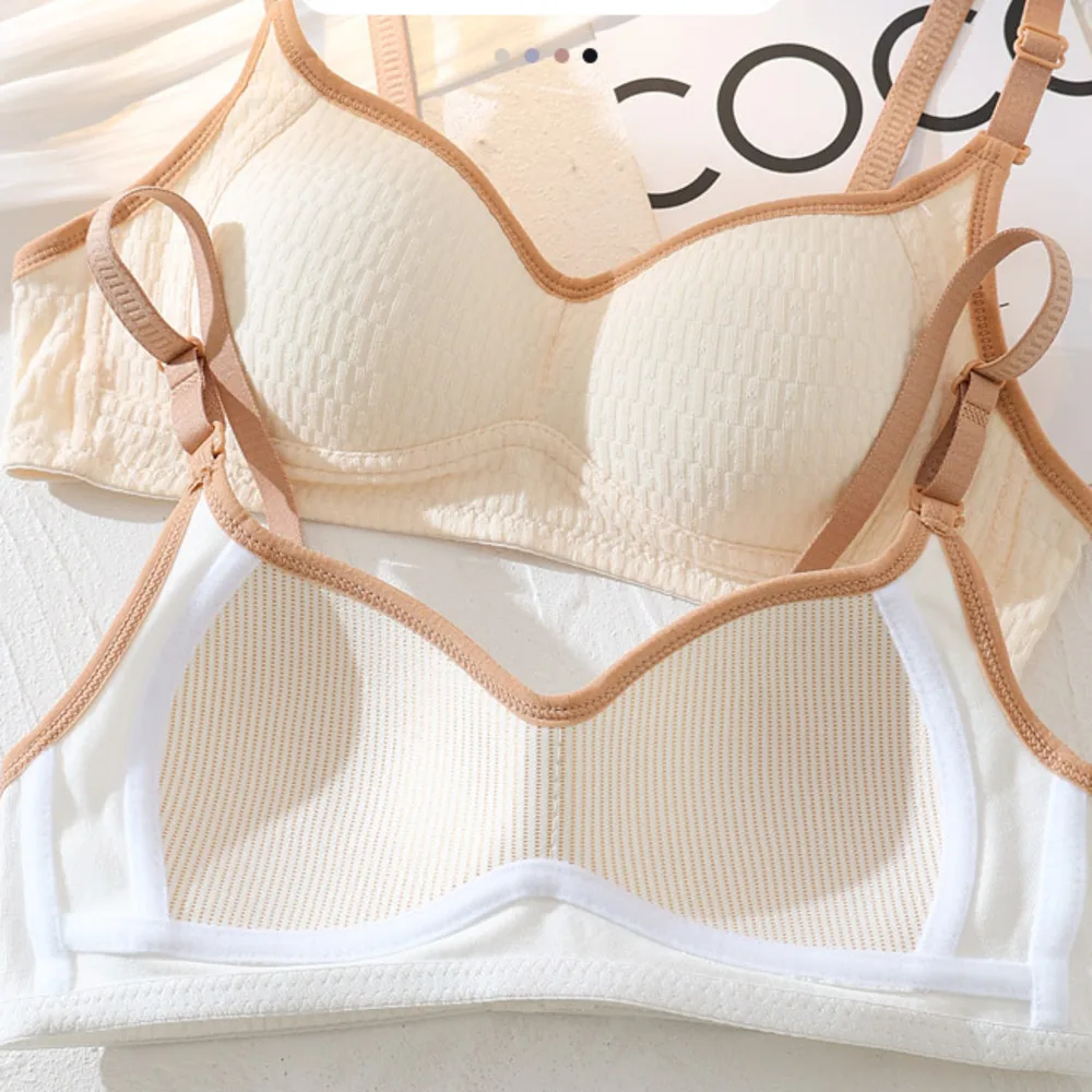 

Sweet Girls Thin Small Chest Women's Bra Students Soft Comfort Bra Without Steel Ring Solid Daily Seamless Brassier Lingerie