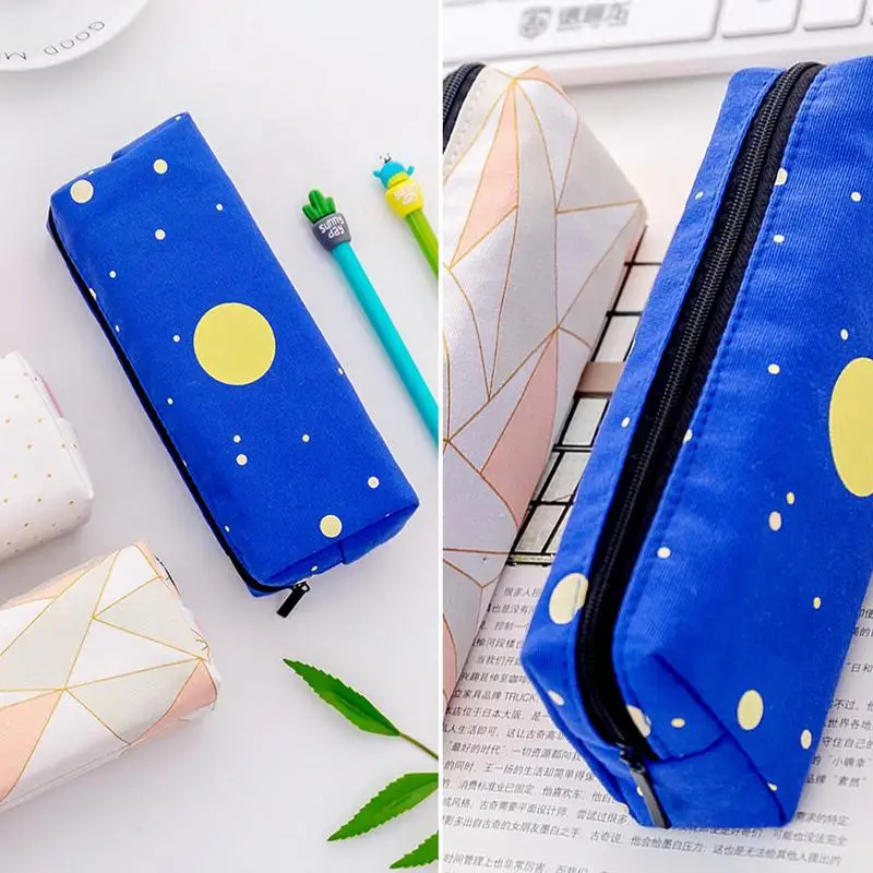 Creative Pencil Case Big Capacity Star Pattern Pencil Pouch Pencil Case Aesthetic School Pencil Bag With Zipper For School