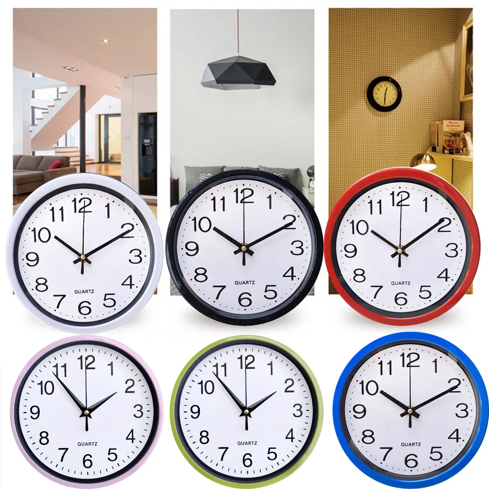 Minimalist Small Wall Clocks With Frame Transparent Plastic Candy Colors Mute 20cm Hanging Watch Clock Living Room Home Decor