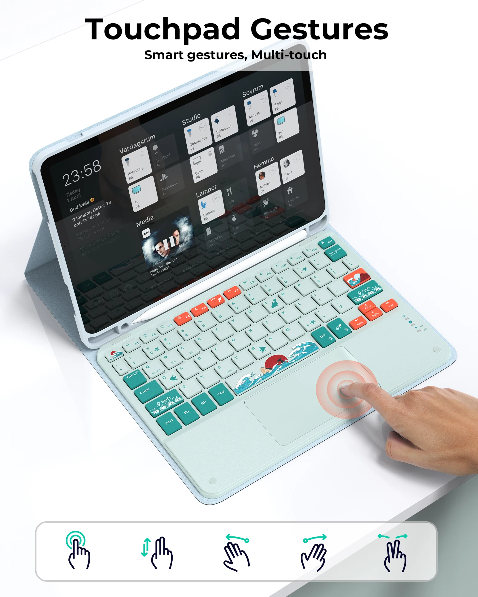 

WK80 ipad Keyboard Magnetic Adsorption Detachable Keyboard Only Suitable for Ipad 10 Multi-mode Switch 7-Color Backlit Switching