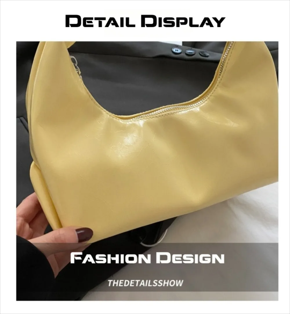 Trendige Vintage-Clutch-Taschen, Schultertaschen aus PU-Leder in Unifarben, luxuriöse Tragetaschen für Damen – Detail 2
