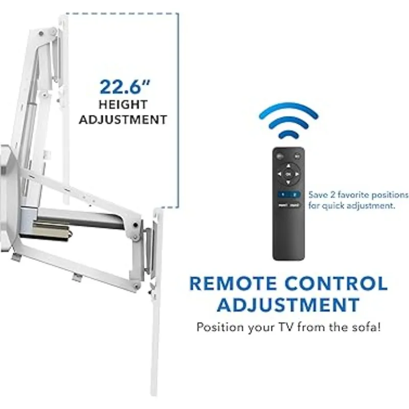 Motorized Fireplace TV Wall Mount Remote Control Electric Pull Down Mantel Mounting Bracket, Up to 77 Lbs Weight Cap