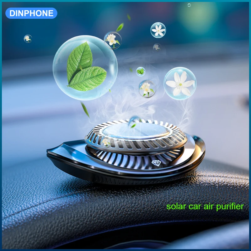 DINPHONE Solar Car Air Freshener Rotary Aroma Diffuser Auto Interior Accessories Essential Oils Diffuse