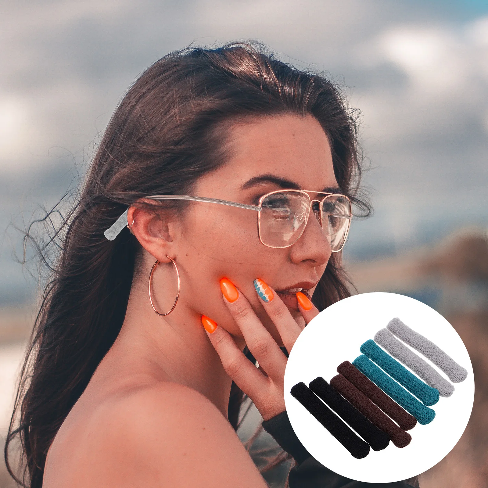 

4Pairs Eyeglass Temple Sleeve Knitted Ear Cushions High Elastic Anti Slip Soft Glasses Arm Covers Comfortable Eyewear Protector