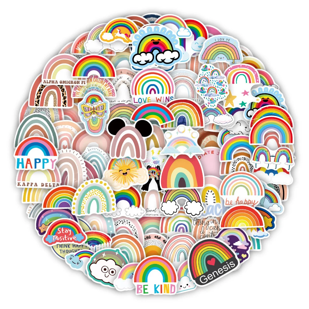 

10/30/50/100pcs The Rainbow Bridge Stickers Aesthetic Decoration Decals DIY Stationery Scrapbooking Laptop Cute Sticker for Kids