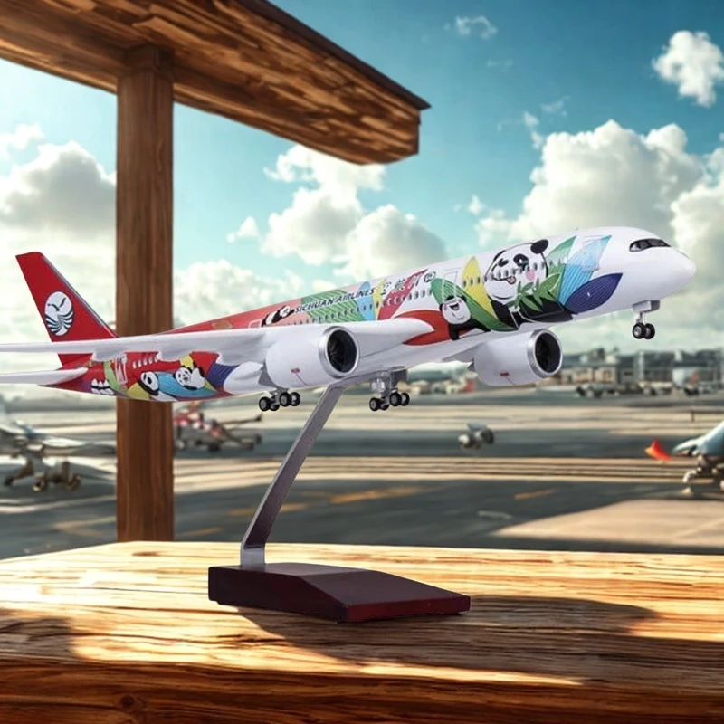

Airplane Kids Toys 47cm Sichuan Airlines Panda China Airbus A350 Toy Aircraft Model with Wheels and Lights Airbus Sichuan