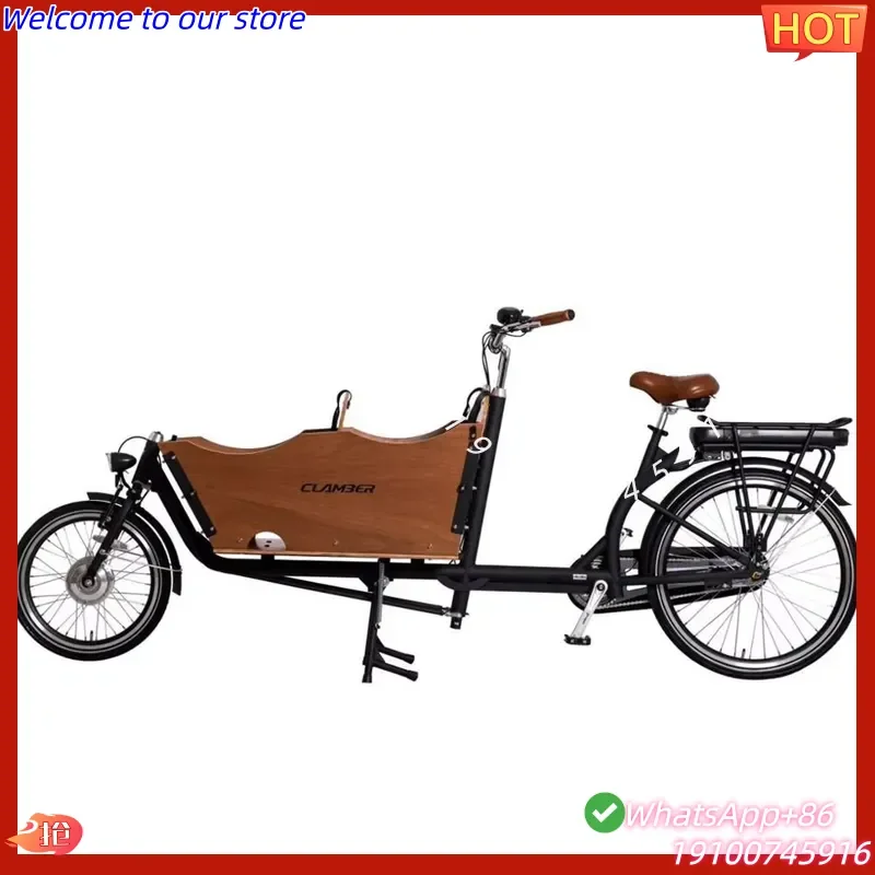 2026Hot 2-Wheel Electric Cargo Bike with Front Cabin 36V Tricycle for Kids and Family Open Body Design