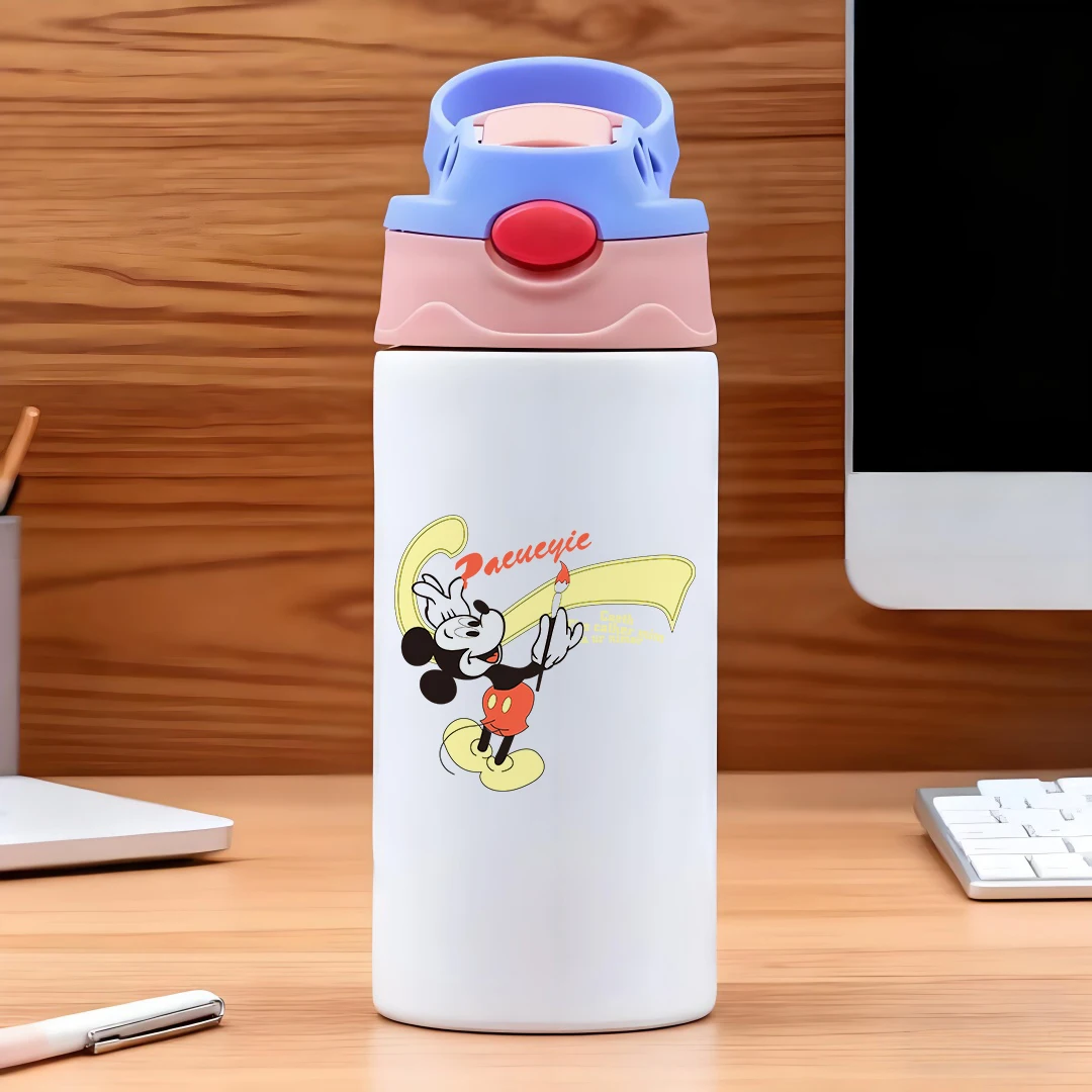 

Disney Mickey Mouse Classic Cartoon Design Pen Sketch 304 Stainless Steel Cartoon Straw Cup Kids Water Cup New Year Gift