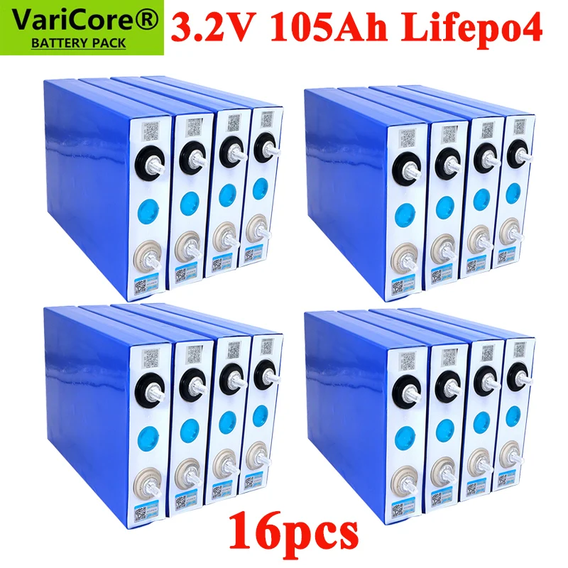 

16pcs 3.2v 102Ah 105Ah Lifepo4 Rechargeable Battery Lithium Iron Phosphate for 12v Campers Golf Cart Off-Road Solar Wind Yacht