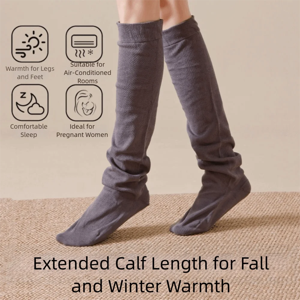 

Simple Loose Fit High Tube Sleep Socks Non-Slip Bottom Thickened Warm Stockings Breathable Enhance Sleep Leg Warmers Home Wear