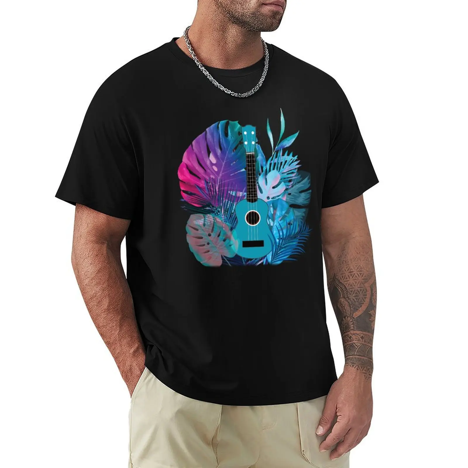 

Ukulele still life T-Shirt anime figures summer tops plus size men clothing