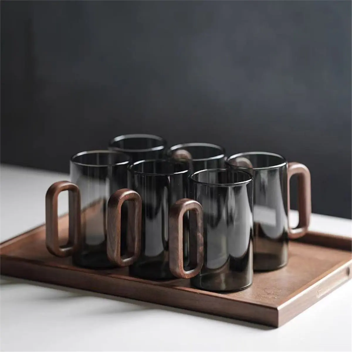 (LBER) High Borosilicate Household Glass High Temperature Water Cup Lamp Tea Set Anti-Scalding with Glass Teacup Set