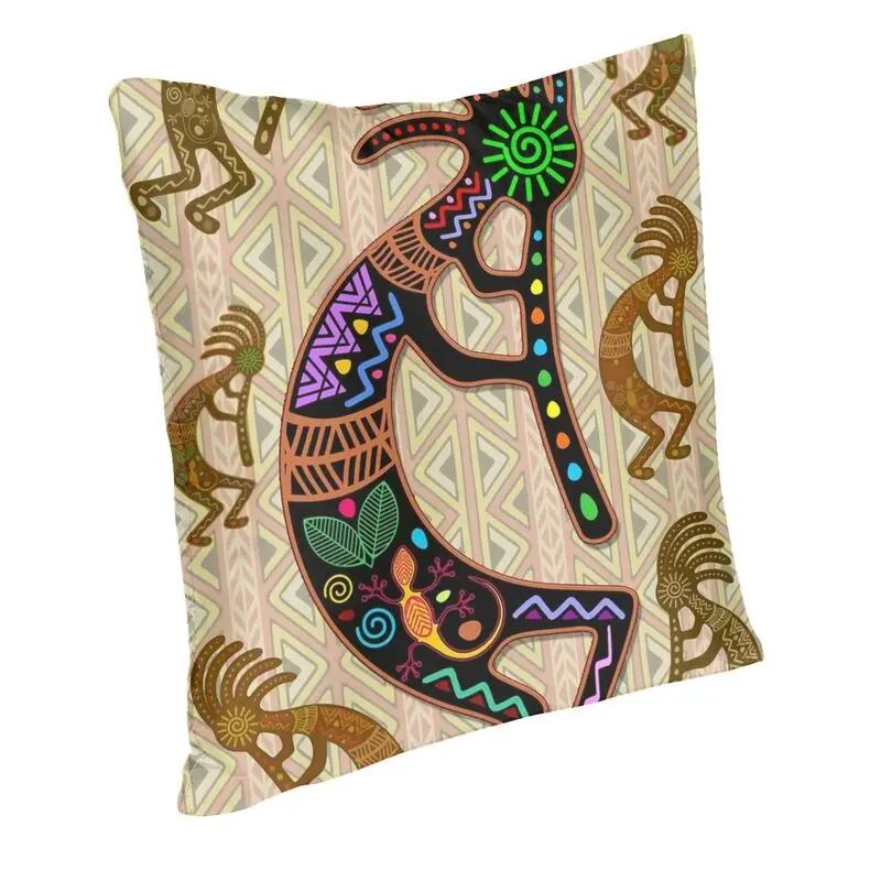 Kokopelli Rainbow Colors On Tribal Pattern Square Throw Pillow Case Home Decor 3D Double Side Printed Cushion Cover for Car