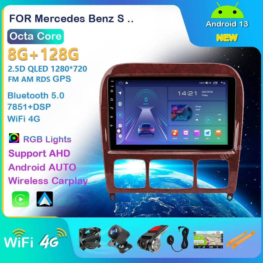 

9'' IPS Car Multimedia Player GPS 2Din For 1998-2005 Mercedes Benz S Class W220 S280 S320 S350 S400 S430 S500 S600 S55 AMG