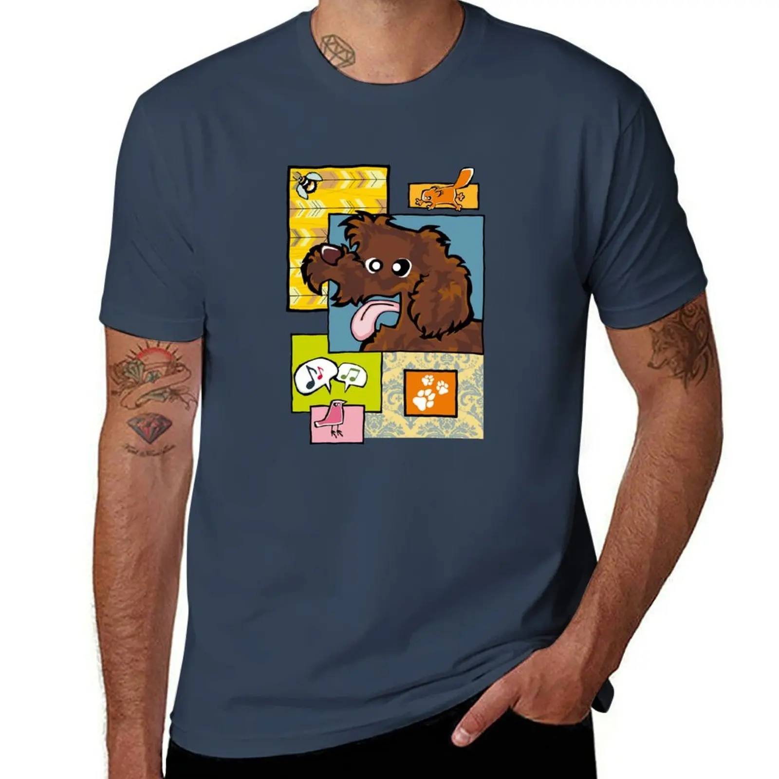 

Labradoodle - Chocolate (Collage) T-Shirt man t shirt cotton man t shirts high quality luxury brand T-Shirt