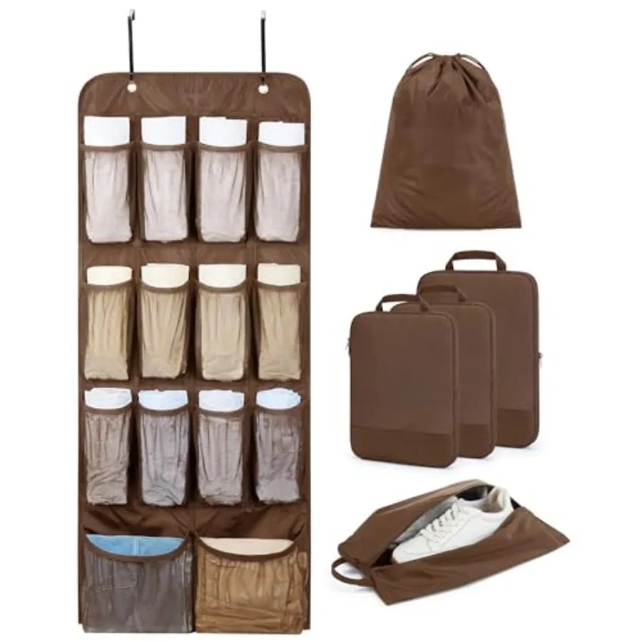 

BAGSMART Hanging Compression Packing Cubes for Closet Organizers And Storage, 6 Set Suitcase Organizer Bags Set, Cruise Travel