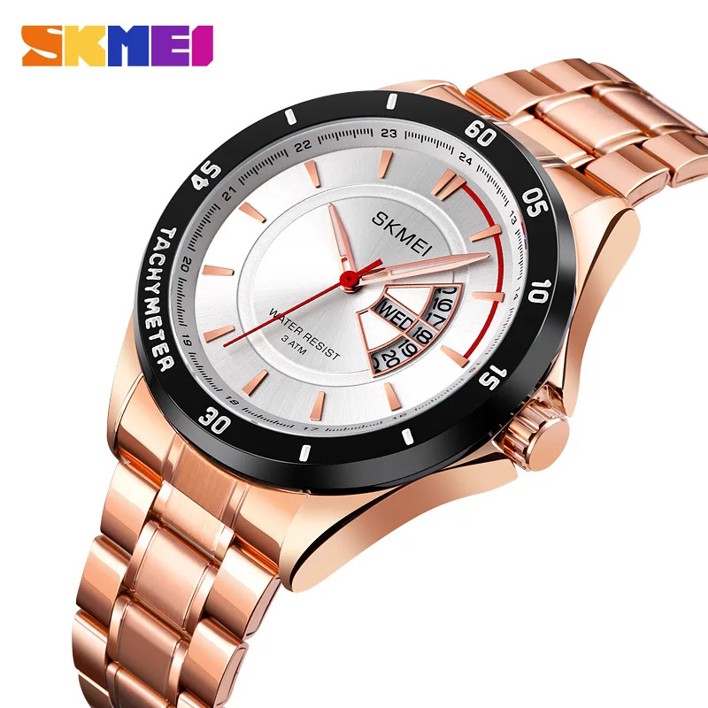 

Skmei Fashion Men's Quartz Watch Calendar Week Personality Sun Shading Dial Business Waterproof Watch Men