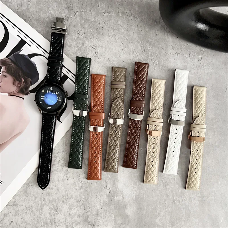 สายหนัง 22 มม.สําหรับ Samsung Watch 46 มม.เกียร์ S3 Frontier Amazfit GTR 47 มม.สําหรับ Huawei Watch 3 Xiaomi สายคล้อง