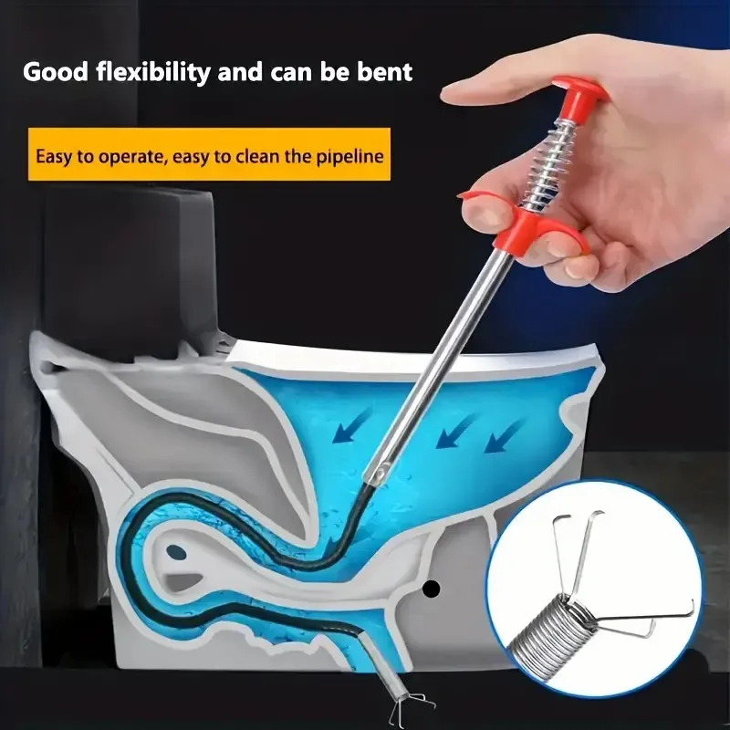 

Pipe unclogging tool 4-claw toilet unclogging tool Household toilet drain cleaner Bathroom spring pipe unclogging tool