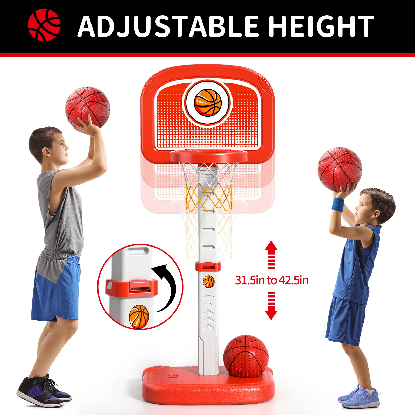 Swimming Pool Basketball Hoop Outdoor Toys with 4 Balls, Basketball Hoop Indoor Outdoor Toys