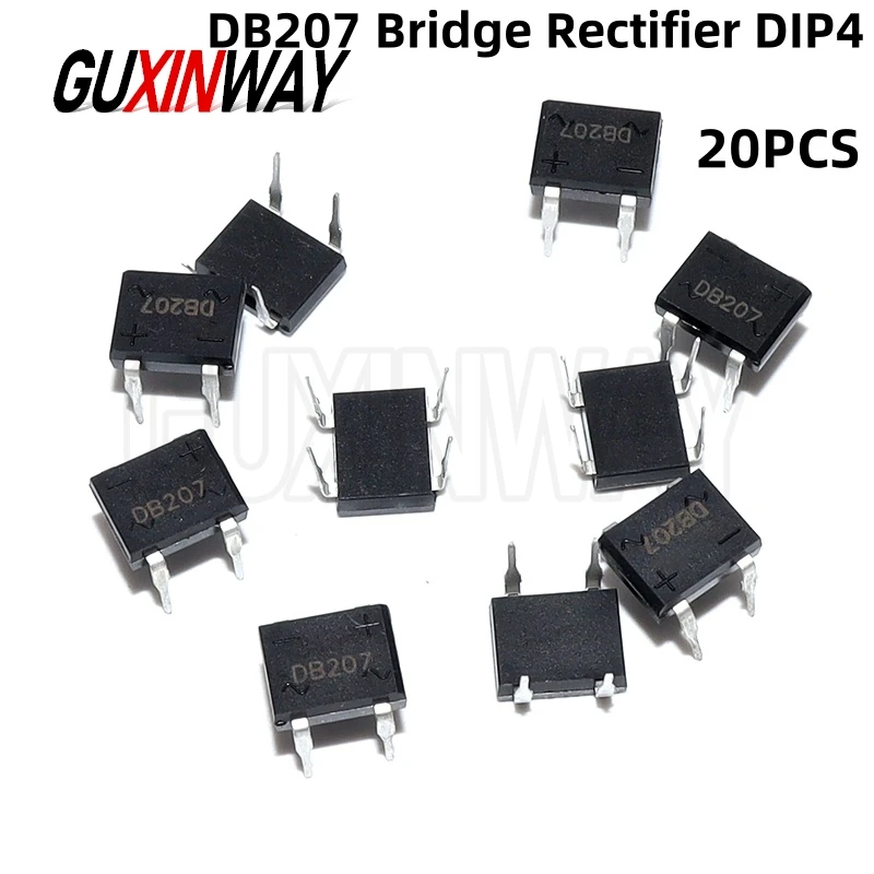 20PCS DB207 Bridge Rectifier DIP4 1000V 2A DB207S Power Diode Rectifiers Electronic Components IC