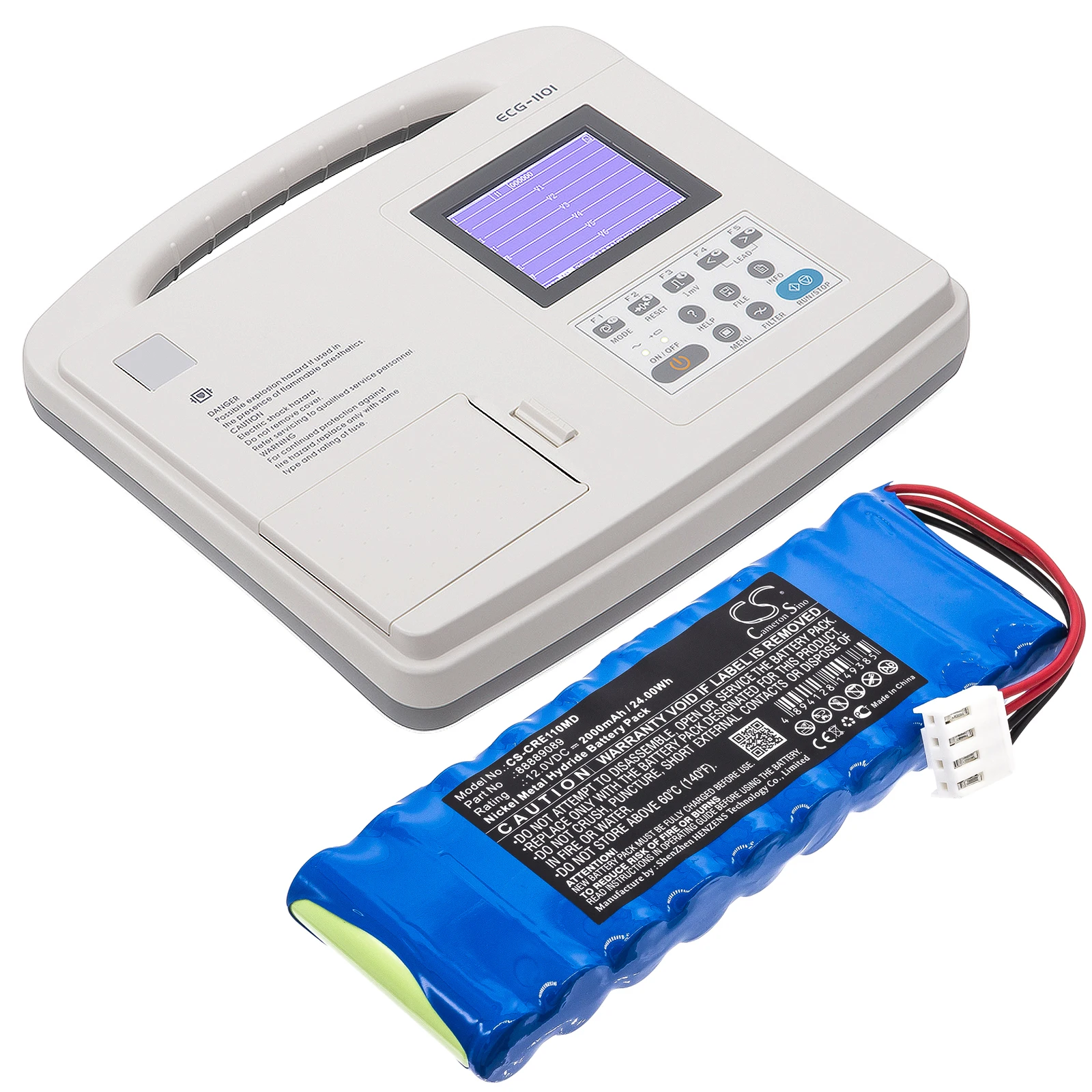 

Медицинский Ni-MH аккумулятор CameronSino 12,00 В, 2000 мАч 88889089 для Carewell ECG-1101 ECG-1101G ECG-1101B