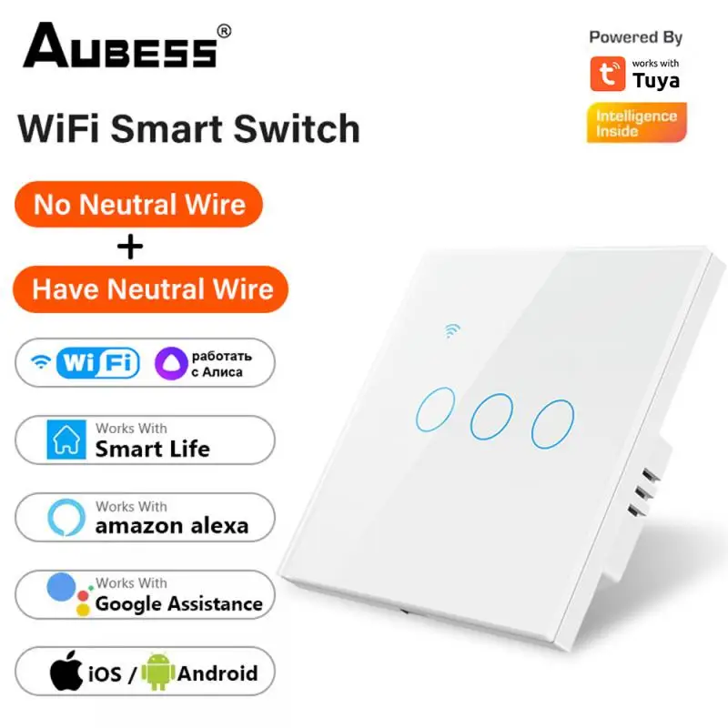 TUYA WiFi لوحة التبديل الذكية واحدة صفر النار العالمي التبديل 86 نوع المعايير الأوروبية الأسود 1 عمود جوجل أمازون اليكسا