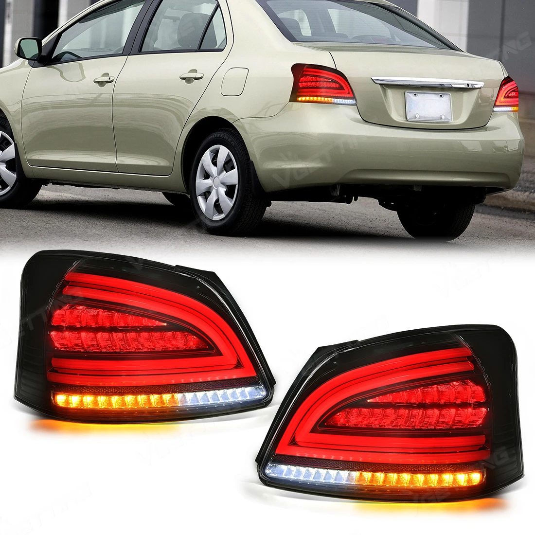 Tail Lamps For Toyota Vios 2008 2009 2010 2011 2012 2013 Running Brake Reverse Turn Signal Tail Light Car Accessories Taillights