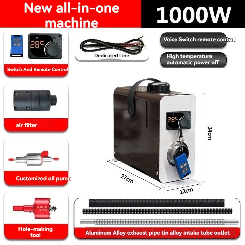Mini-Warmluft-All-in-One-Heizgerät Elektrisches Fahrzeug Dieselheizung LKW Standheizung Diesel 12V/24V/36V 1000W