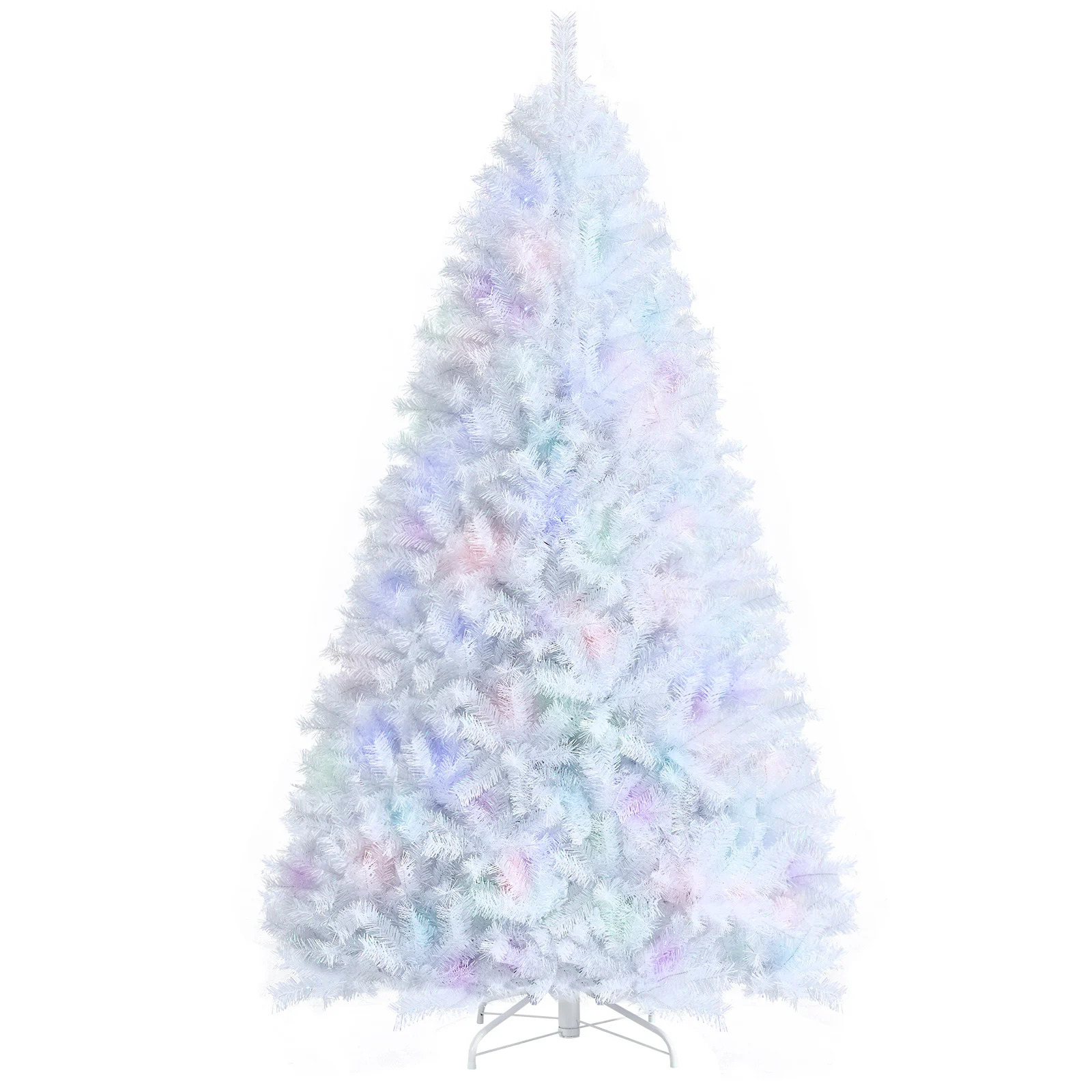 8ft White Iridescent Tinsel Artificial Christmas Tree w/1636 Branch Tips