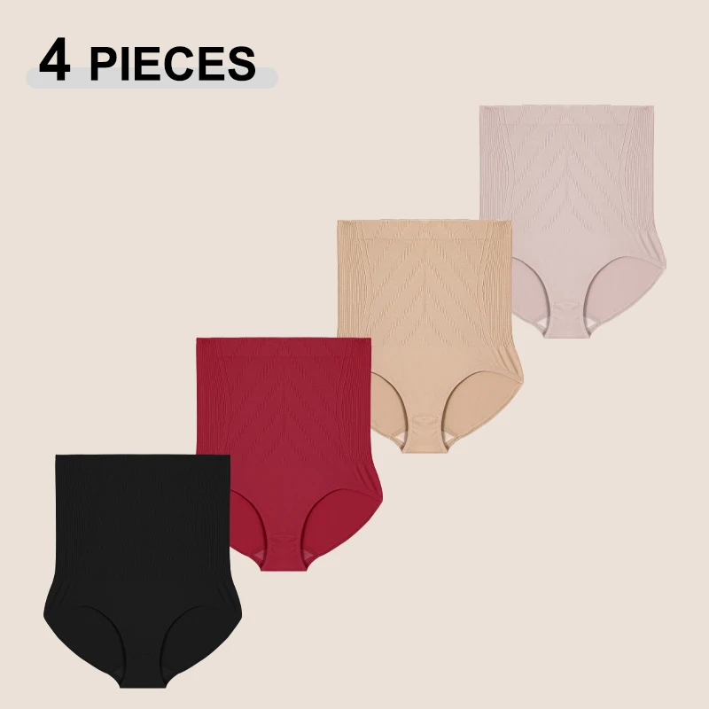 4PCS Seamless High Waist Tight Belly Shape Briefs for Women Fashion Thin Body Slimming Underwear Female Cozy Breathable Panties