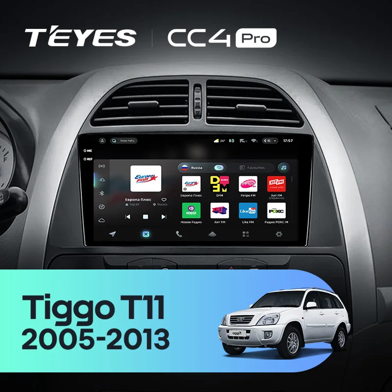 TEYES CC4 PRO dla Chery Tiggo T11 1 2005 - 2013 Radio CarPlay Multimedia Stereo Car play Android Auto 2DIN Autoradio