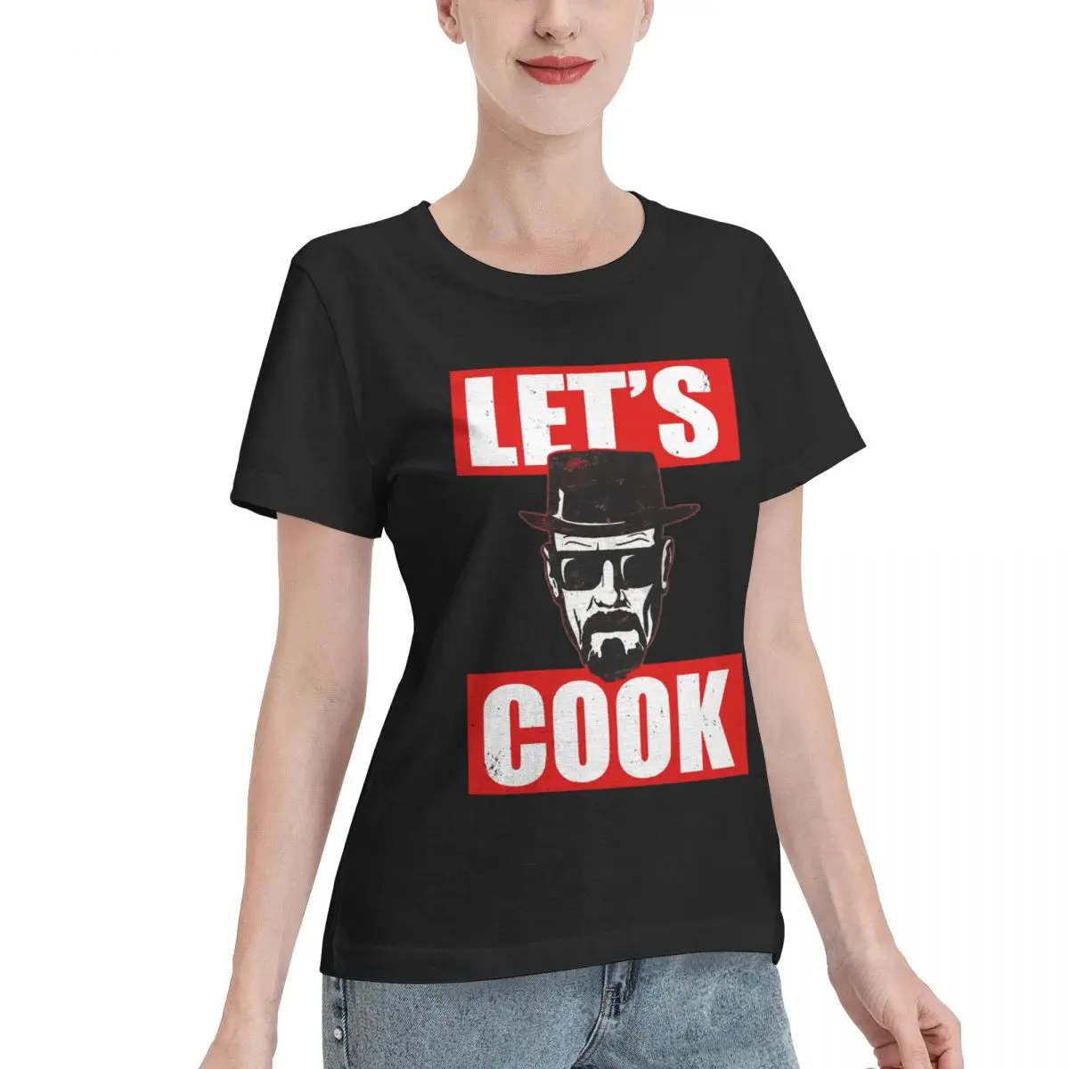 Let S Cook Bad Heisenberg Essential For S Women's Basic Short Sleeve T-Shirt Fresh Tees Cute Novelty Vintage USA Size