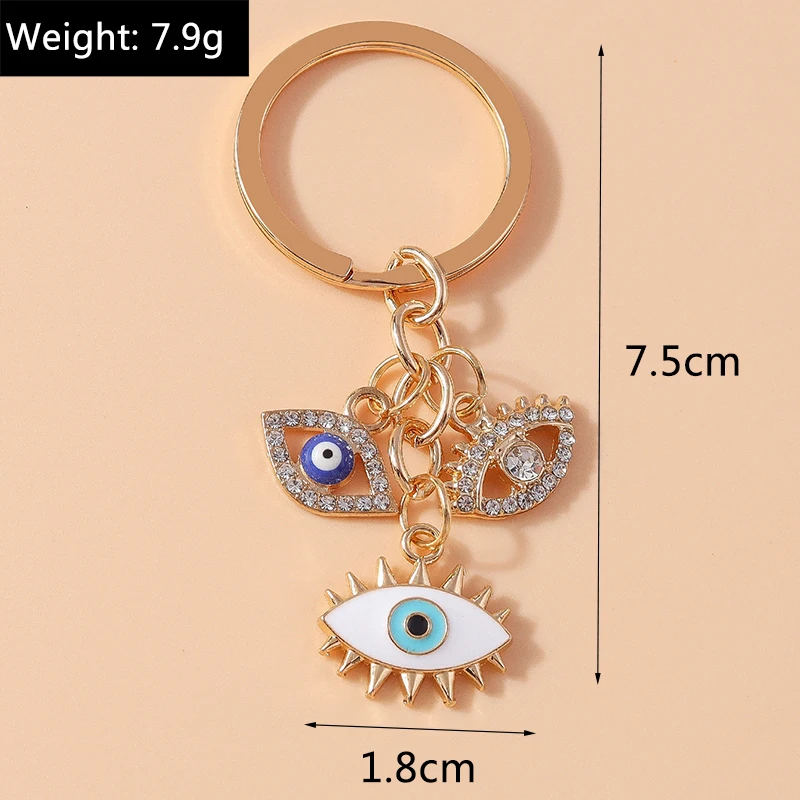 Retro Legierung Türkische Glück Böse Augen Schlüsselbund Hamsa Hand Schlüssel Ring Anhänger für Frauen Mädchen Handtasche Dekor DIY Schmuck Geschenke – Detail 14