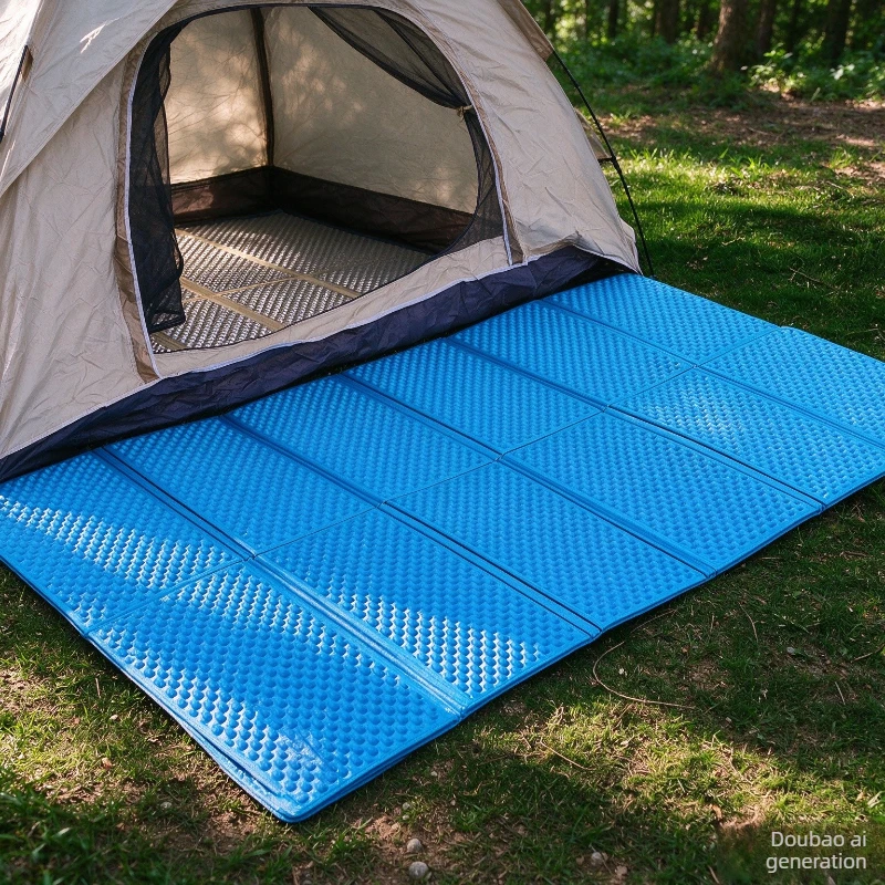 Double‑Size Egg‑Nest Folding Sleeping Mat, Wide Thickened Aluminum Foil Egg‑Slot Pad, Portable Moisture‑Proof Ground Mattress