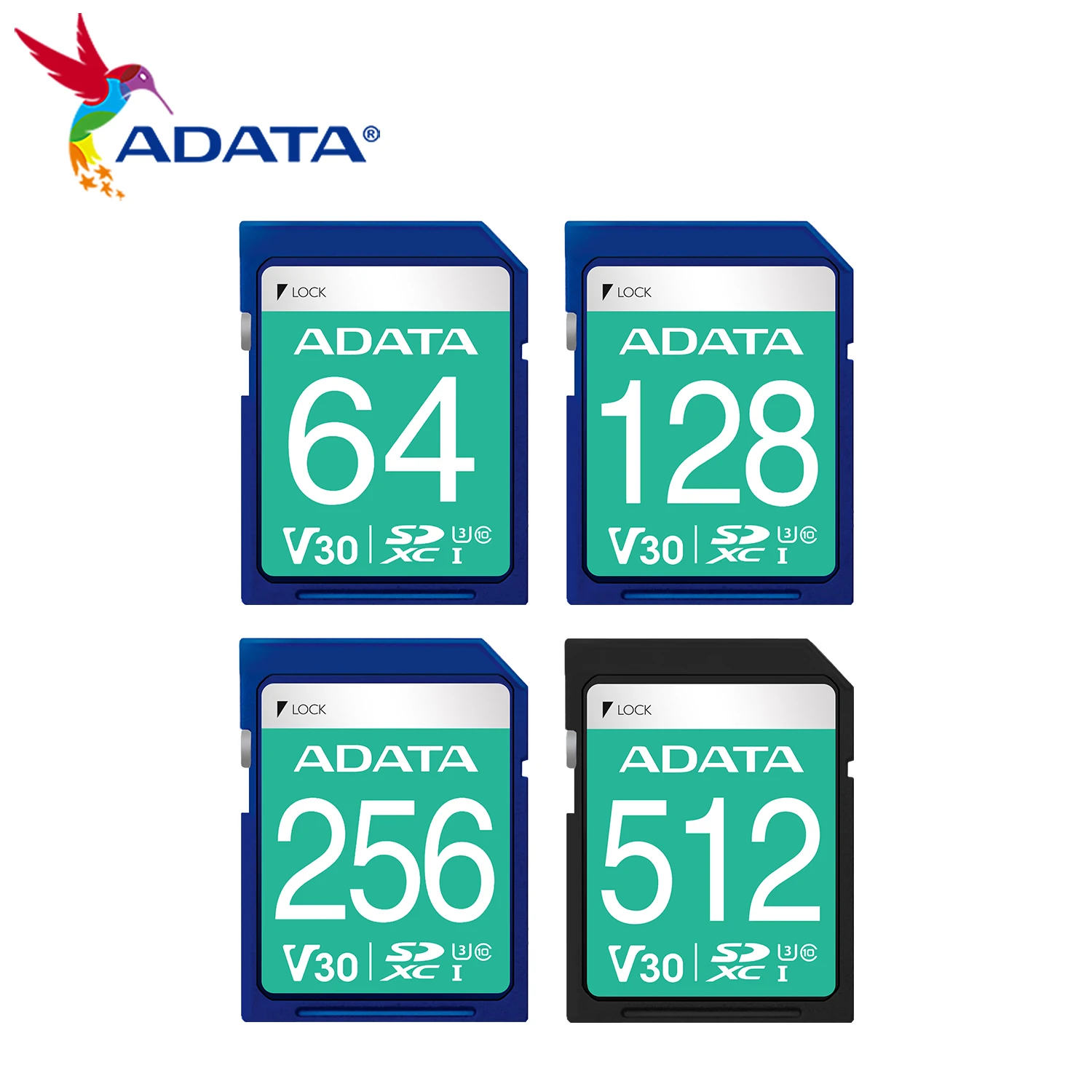 ADATA SDXC การ์ด USH-I U3 Class10 V30 แฟลชการ์ดหน่วยความจํา 64GB 128GB 256GB 512GB 4K ULTRAHD SD การอ่านการ์ด 100 เมกะไบต์/วินาทีการเขียน 85 เมกะไบต์/วินาที