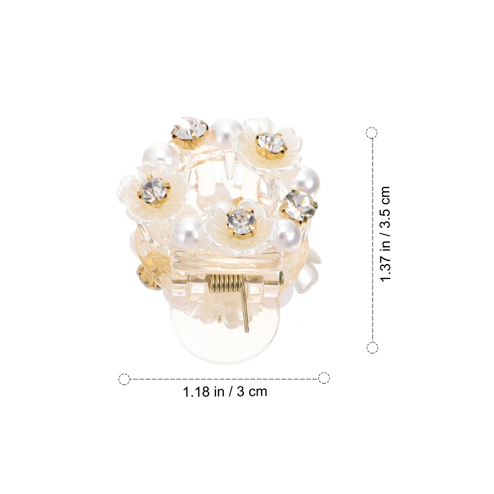 

2Pcs Pearl Flower Hair Clip Resin Rhinestone Elegant Fashionable Accessory Wedding Party Decor Hair Clamp Transparent Hairpin