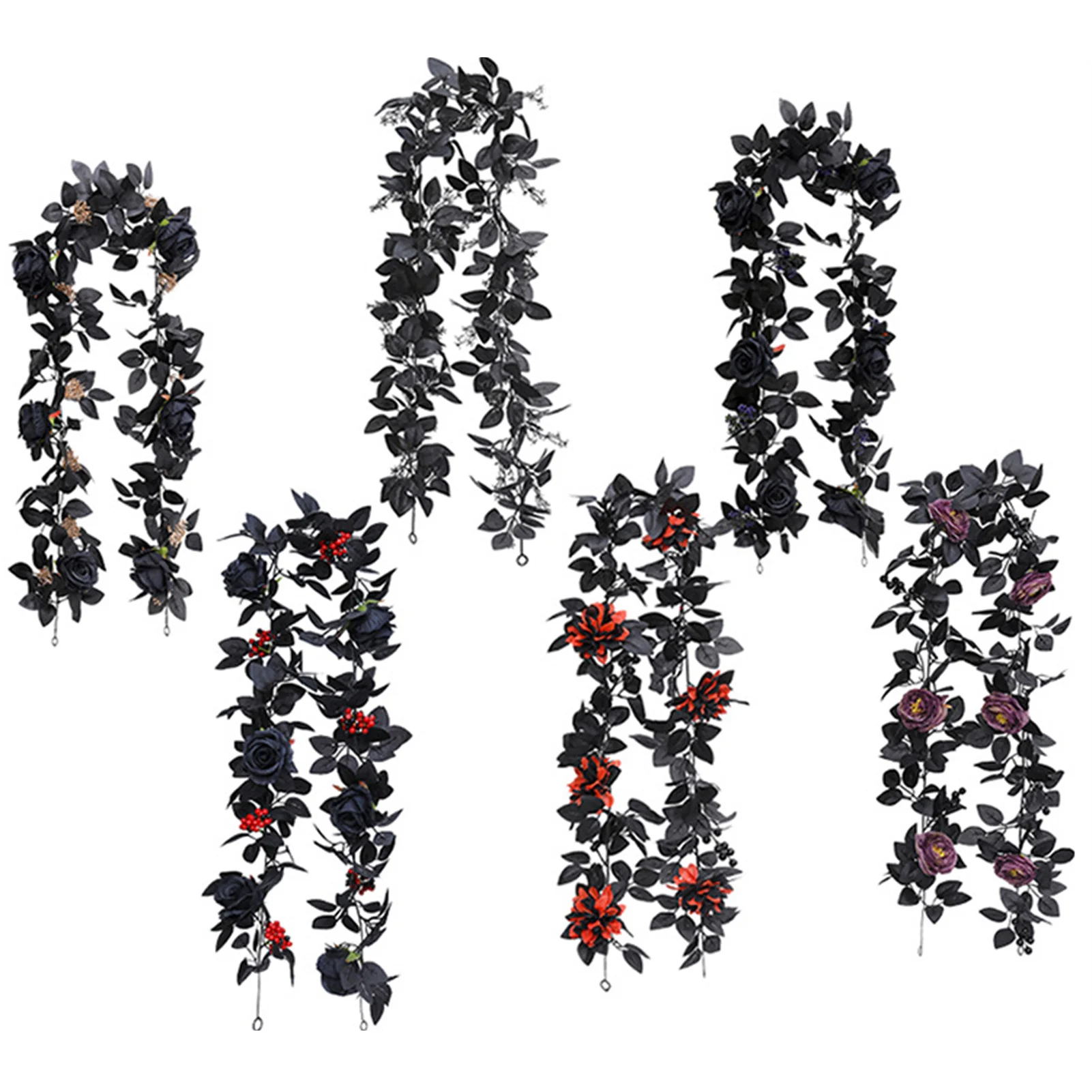 

Halloween Decoration Vine Pendant Artificial Simulated Black Rose Vine Garland Wreath DIY Decoration Halloween Party Decor Props